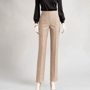 Jones New York Tan Straight-Leg High-Rise Trousers